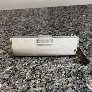 Elegant Silver Clutch with Crystal Accent